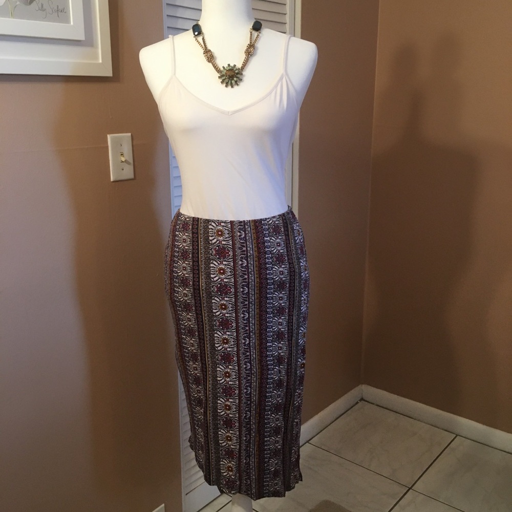 Bohemian Print Pencil Skirt